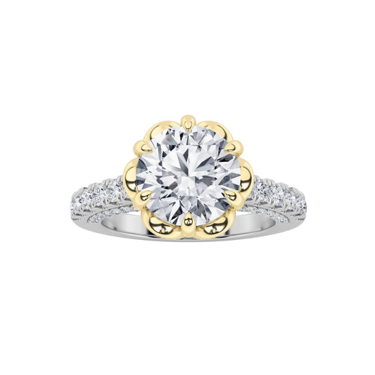 2.5CTW Round Lab-Grown Diamond Prong Two Tone Solitaire Engagement Ring 55 Stones