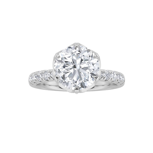 2CTW Round Lab-Grown Diamond Prong Solitaire Engagement Ring 31 Stones