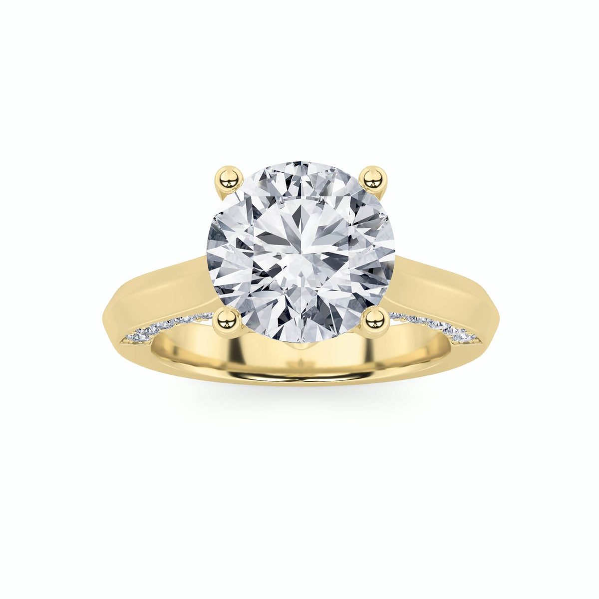3CTW Round Lab-Grown Diamond Prong Accented Solitaire Engagement Ring 35 Stones