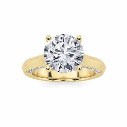 3CTW Round Lab-Grown Diamond Prong Accented Solitaire Engagement Ring 35 Stones