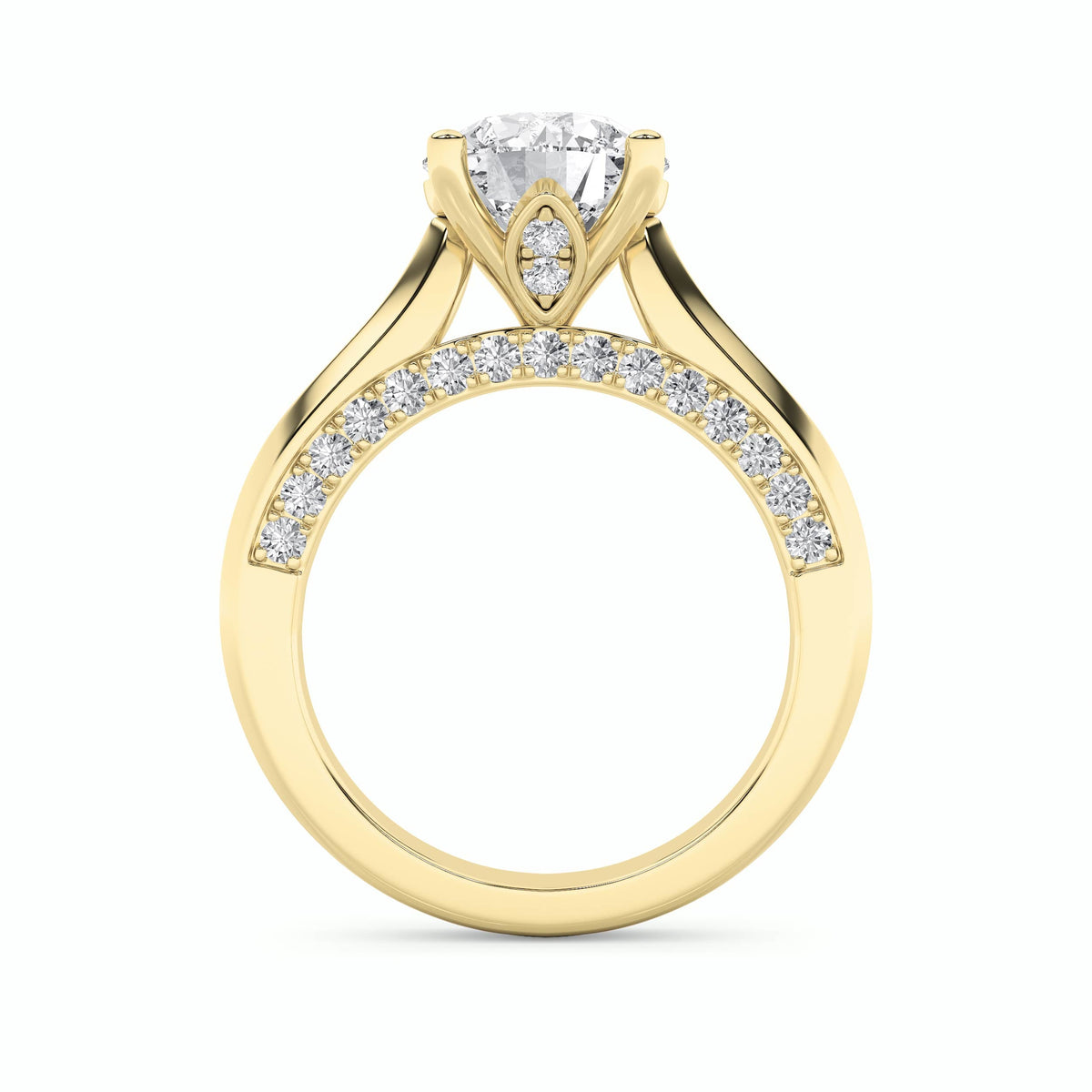 3CTW Round Lab-Grown Diamond Prong Accented Solitaire Engagement Ring 35 Stones