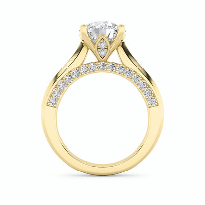 3CTW Round Lab-Grown Diamond Prong Accented Solitaire Engagement Ring 35 Stones