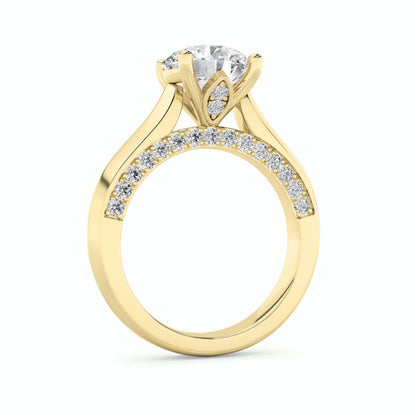 3CTW Round Lab-Grown Diamond Prong Accented Solitaire Engagement Ring 35 Stones