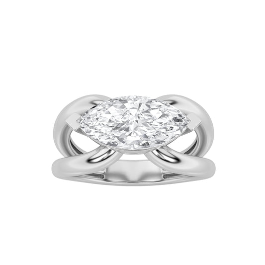 2CTW Marquise Lab-Grown Diamond Prong East West Solitaire Fancy Ring 1 Stone