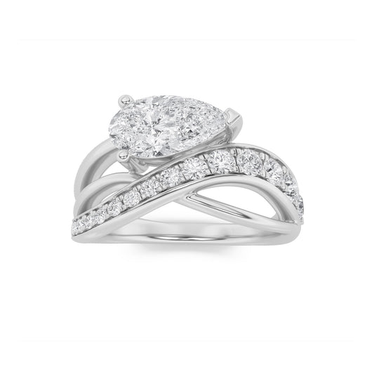2CTW Pear Lab-Grown Diamond Prong Ring 17 Stones