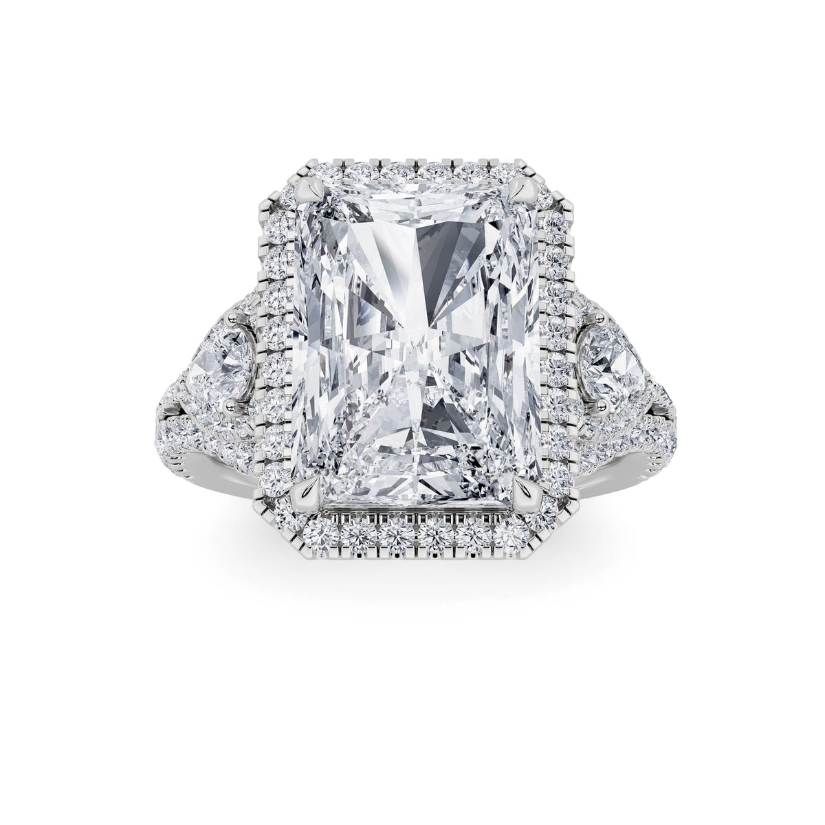 6.25CTW Radiant Lab-Grown Diamond Prong Bold Accented Statement Engagement Ring 131 Stones