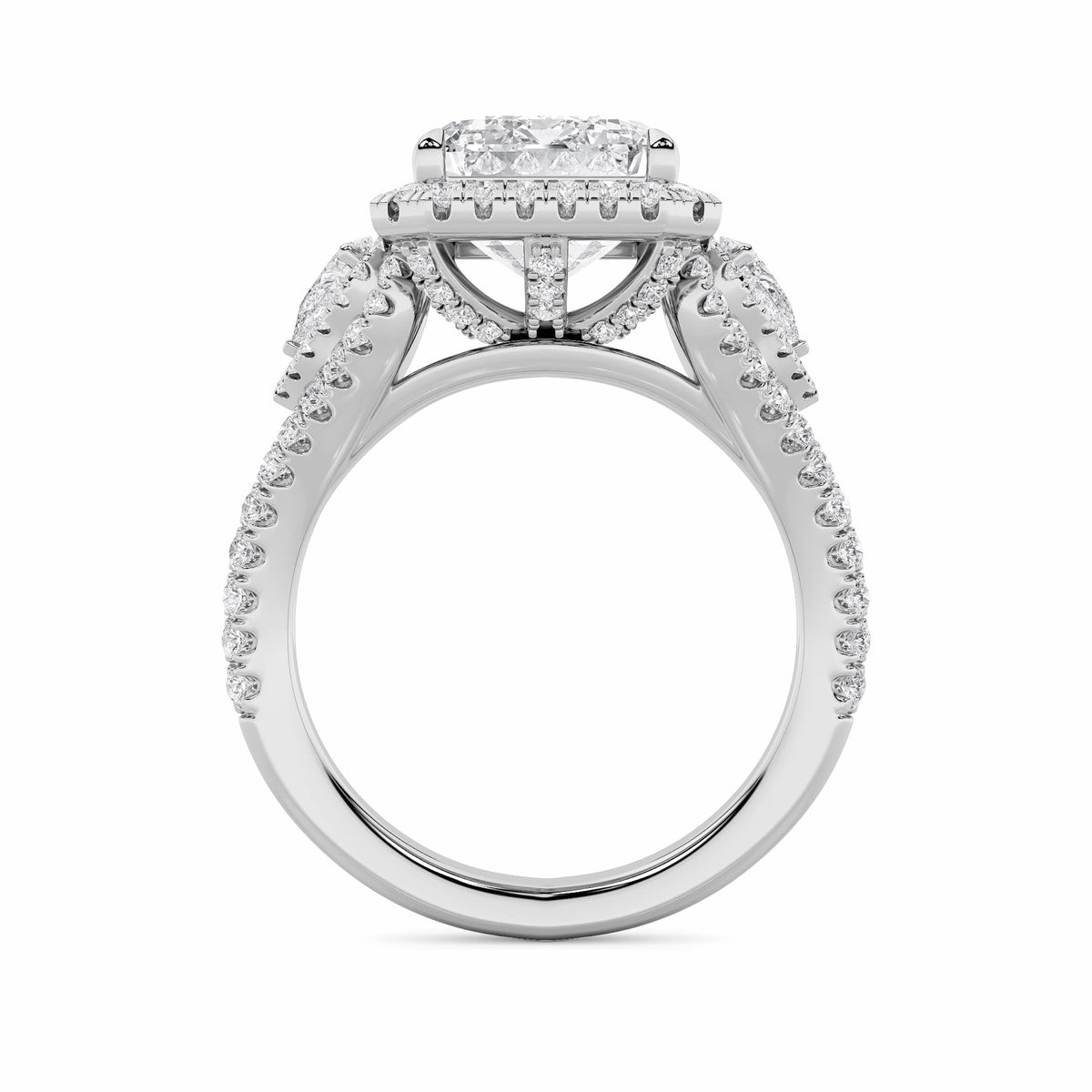 6.25CTW Radiant Lab-Grown Diamond Prong Bold Accented Statement Engagement Ring 131 Stones