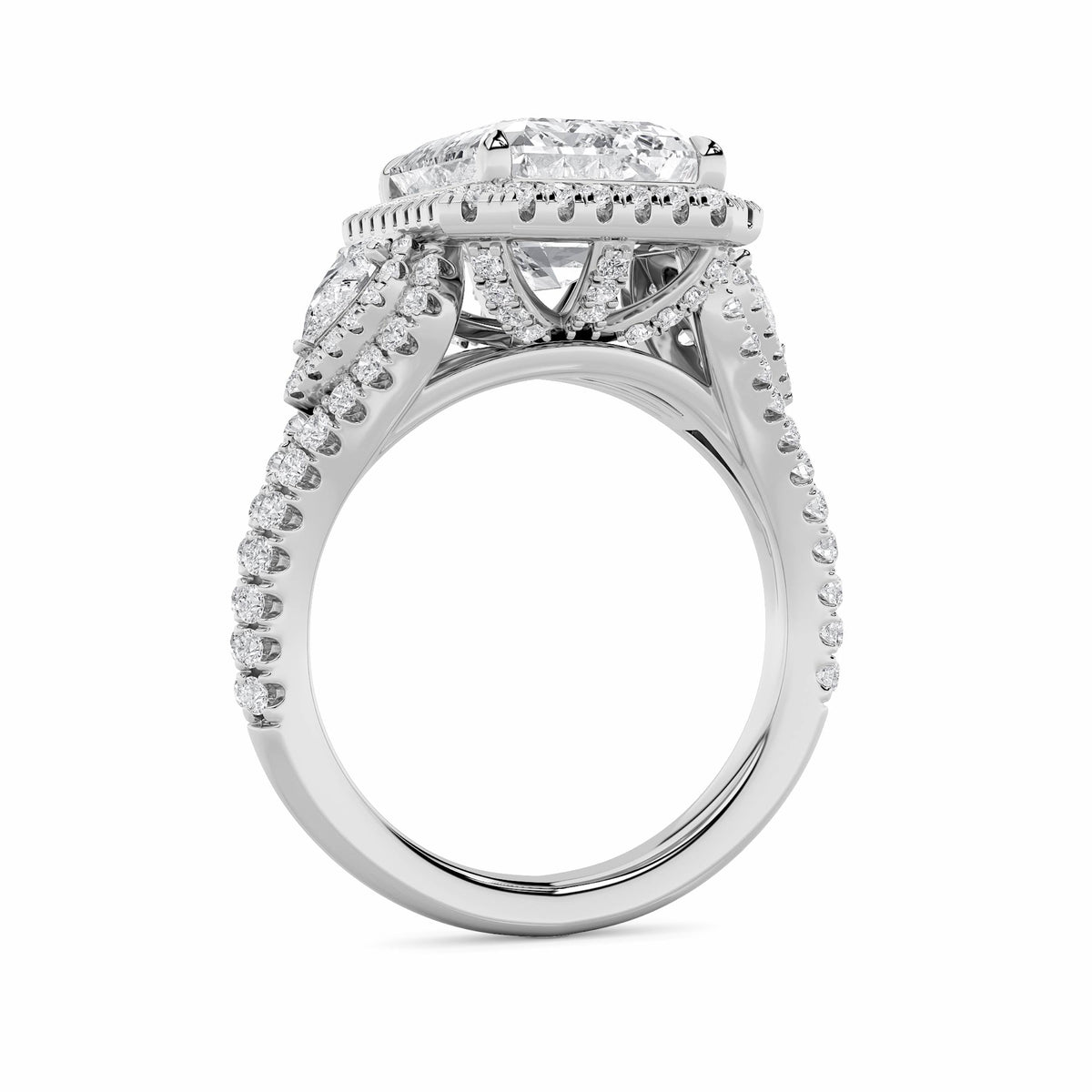 6.25CTW Radiant Lab-Grown Diamond Prong Bold Accented Statement Engagement Ring 131 Stones
