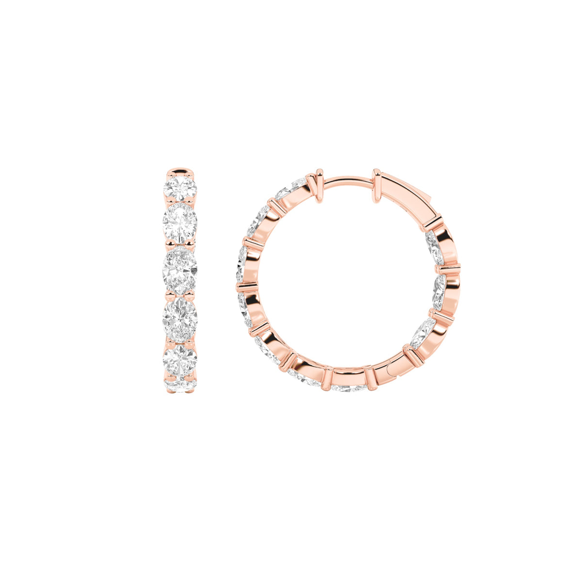 4CTW Oval Lab-Grown Diamond Inside Out Hoop Earrings 20 Stones