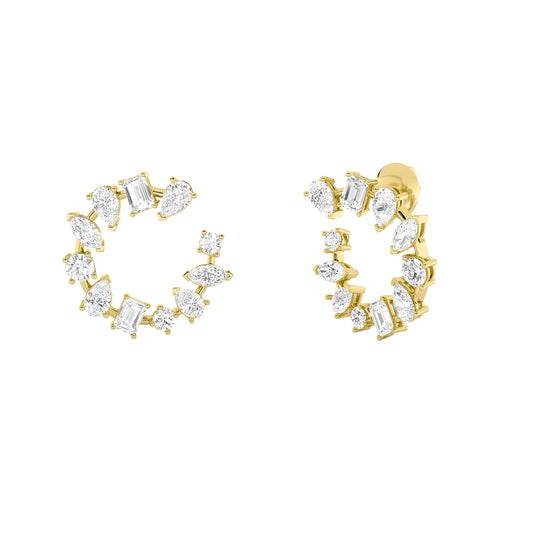 5CTW Mix Lab-Grown Diamond Prong Fancy Circle Earrings 22 Stones