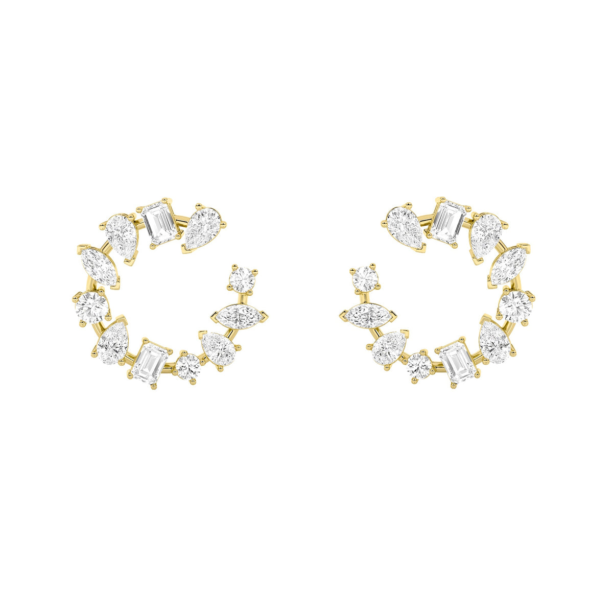 5CTW Mix Lab-Grown Diamond Prong Fancy Circle Earrings 22 Stones
