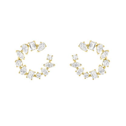 5CTW Mix Lab-Grown Diamond Prong Fancy Circle Earrings 22 Stones