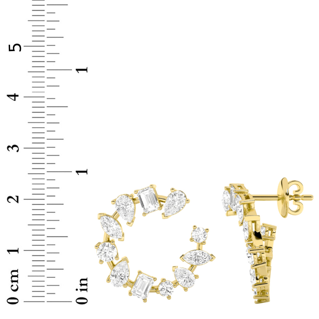 5CTW Mix Lab-Grown Diamond Prong Fancy Circle Earrings 22 Stones