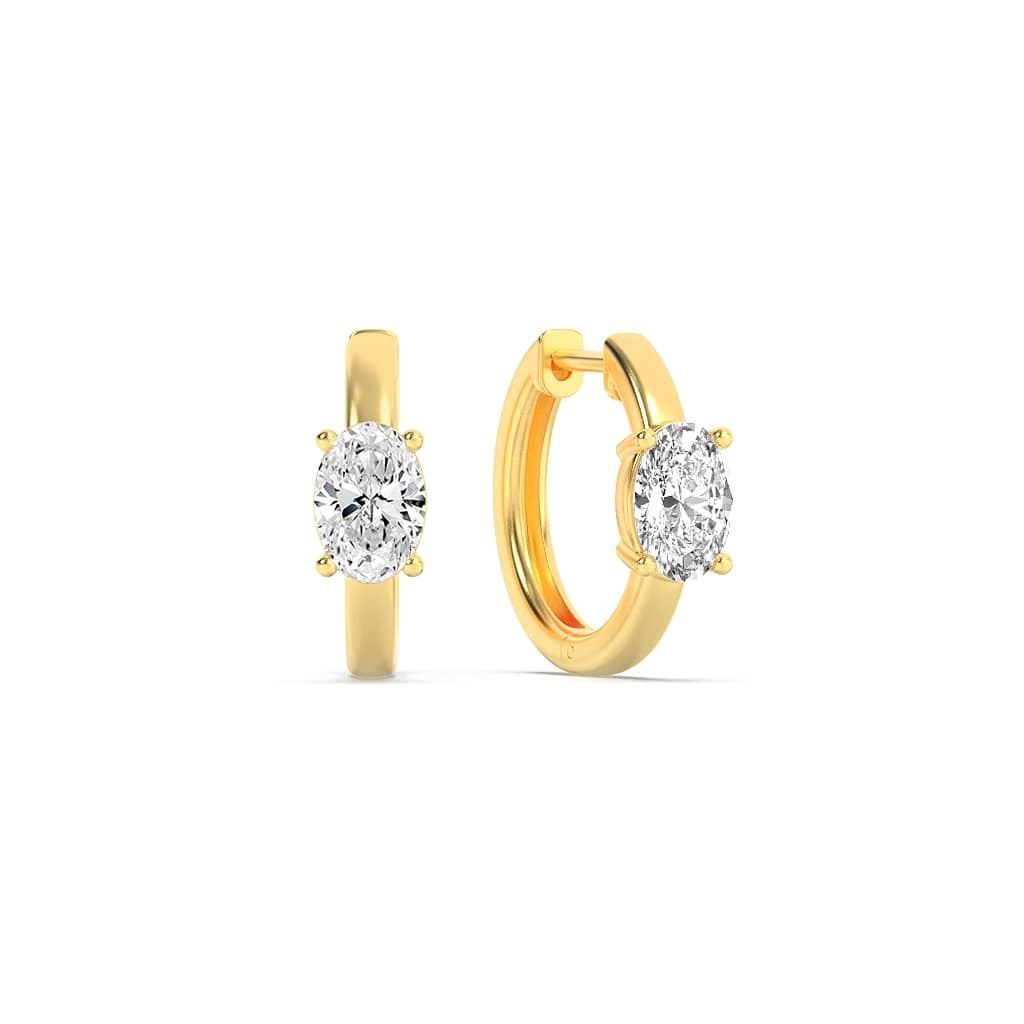 1.5CTW Oval Lab-Grown Diamond Prong Solitaire Huggie Earrings 2 Stones