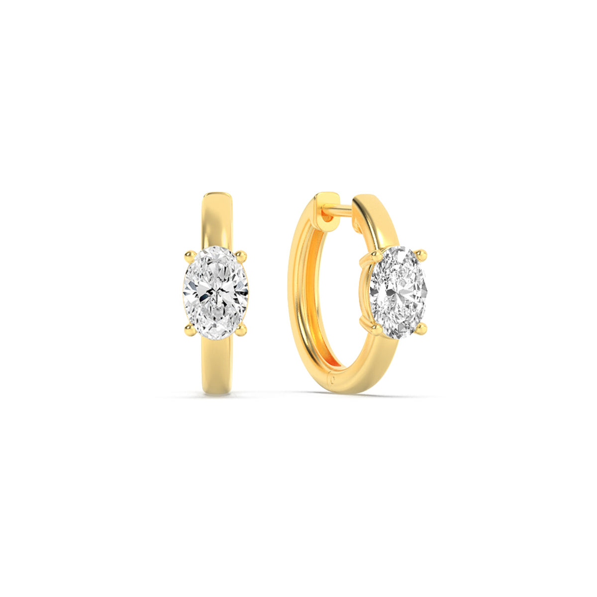 1.5CTW Oval Lab-Grown Diamond Prong Solitaire Huggie Earrings 2 Stones