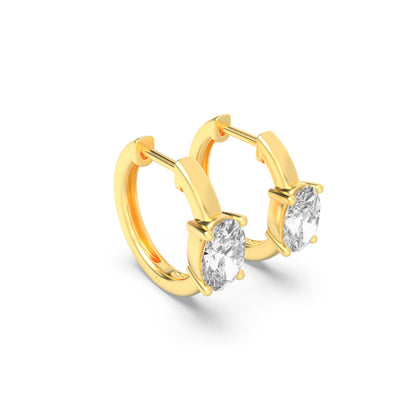 1.5CTW Oval Lab-Grown Diamond Prong Solitaire Huggie Earrings 2 Stones
