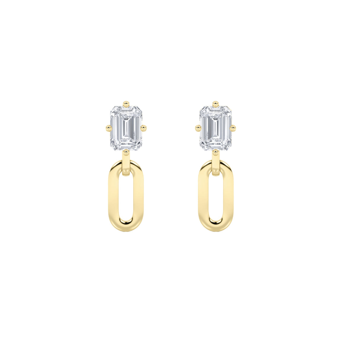 1CTW Emerald Lab-Grown Diamond Prong Paperclip Dangle Earrings 2 Stones