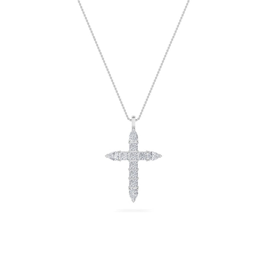 3.5CTW Pear Lab-Grown Diamond Prong Cross Pendant 11 Stones