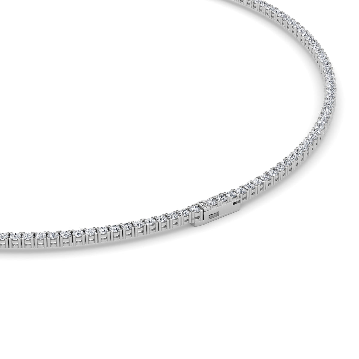 10CTW Round Lab-Grown Diamond Prong Tennis Necklace 169 Stones