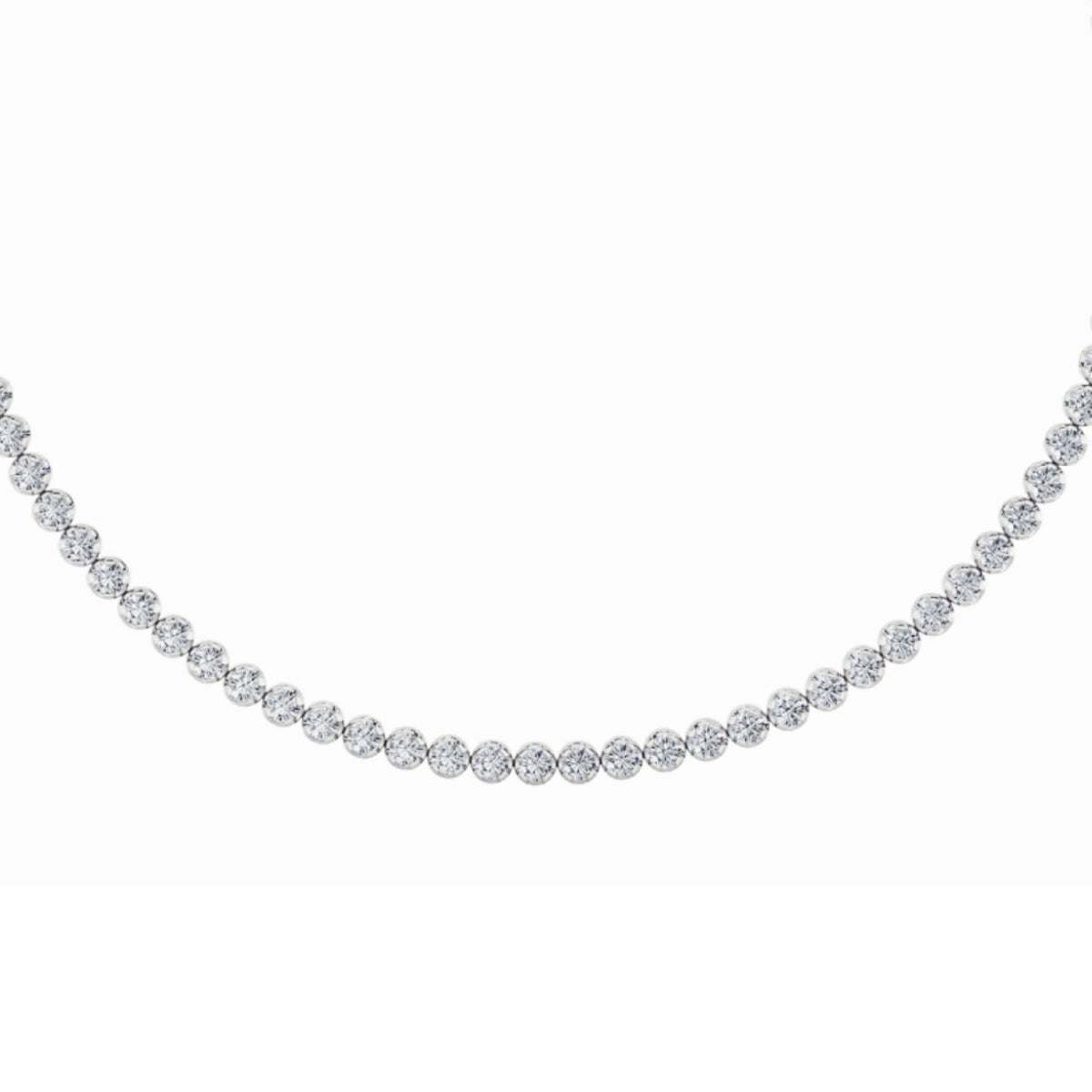 15CTW Round Lab-Grown Diamond Bezel Set Tennis Necklace 67 Stones