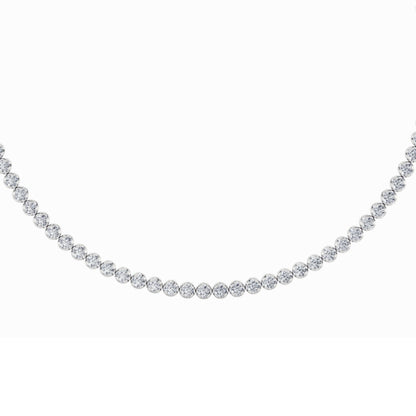15CTW Round Lab-Grown Diamond Bezel Set Tennis Necklace 67 Stones