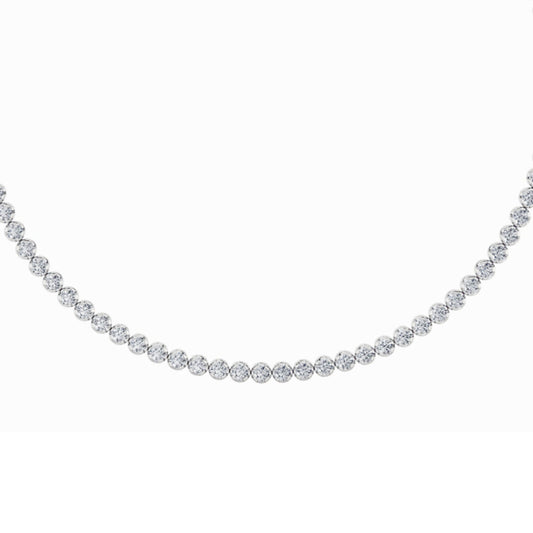15CTW Round Lab-Grown Diamond Bezel Set Tennis Necklace 67 Stones