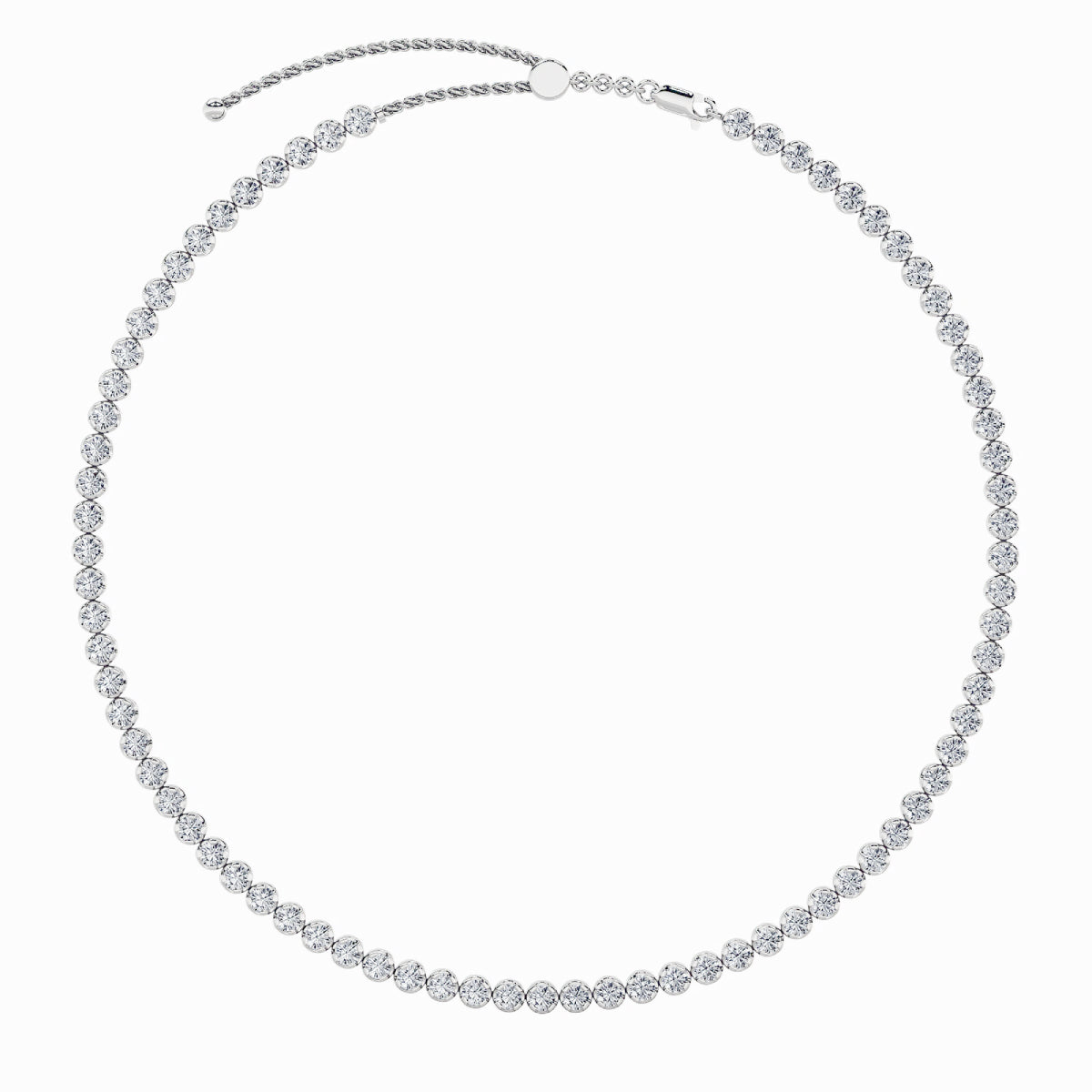 15CTW Round Lab-Grown Diamond Bezel Set Tennis Necklace 67 Stones
