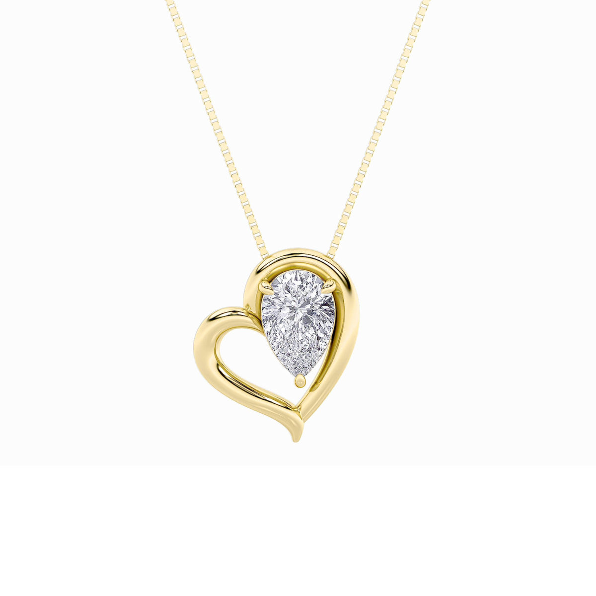 0.5CTW Pear Lab-Grown Diamond Prong Heart Pendant 1 Stone