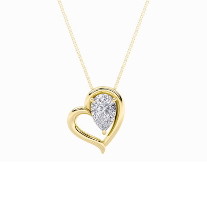 0.5CTW Pear Lab-Grown Diamond Prong Heart Pendant 1 Stone
