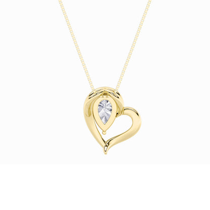 0.5CTW Pear Lab-Grown Diamond Prong Heart Pendant 1 Stone