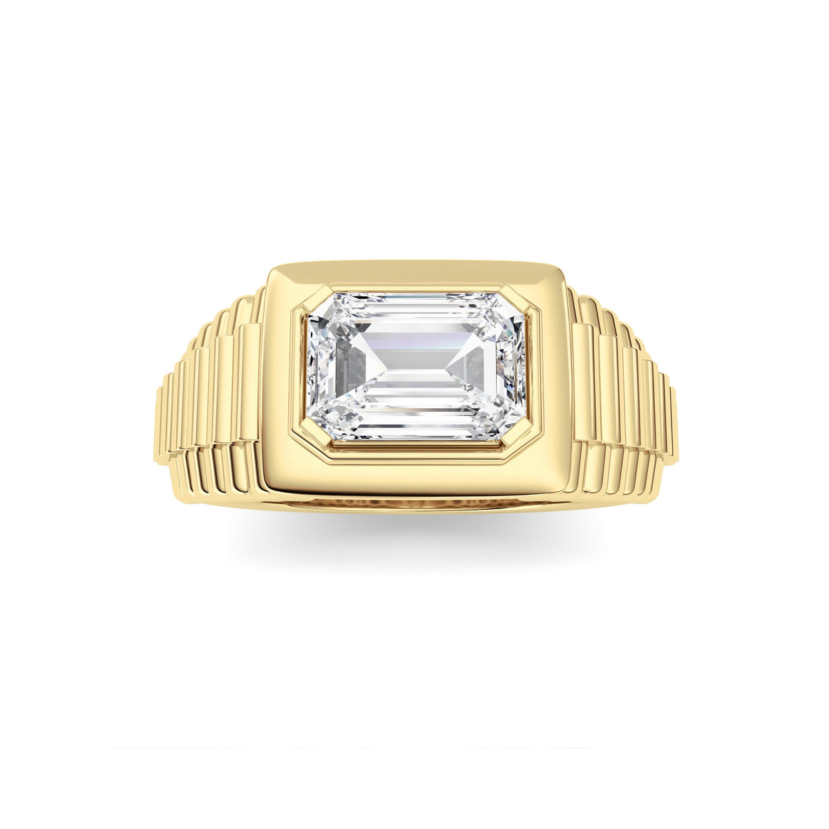 2.5CTW Emerald Lab-Grown Diamond Prong Men's Ring 1 Stone