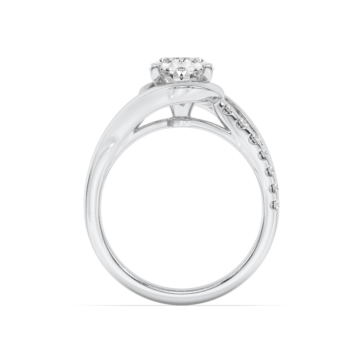 3.5CTW Oval Lab-Grown Diamond Prong Swirl Shank Accented Engagement Ring 13 Stones