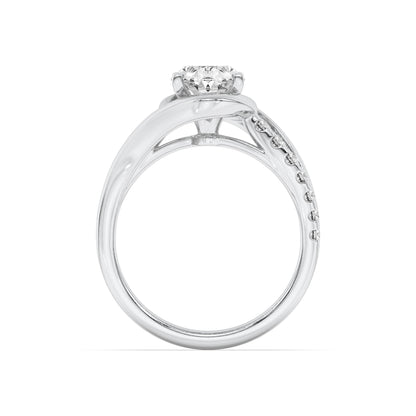 3.5CTW Oval Lab-Grown Diamond Prong Swirl Shank Accented Engagement Ring 13 Stones