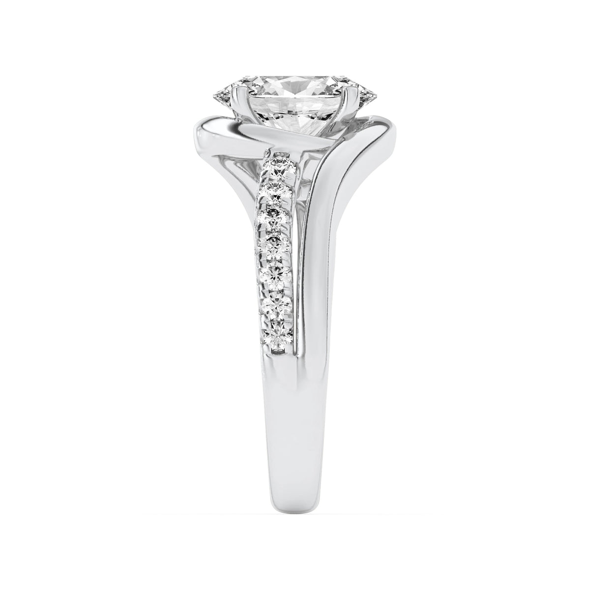 3.5CTW Oval Lab-Grown Diamond Prong Swirl Shank Accented Engagement Ring 13 Stones