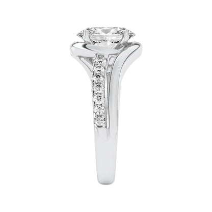 3.5CTW Oval Lab-Grown Diamond Prong Swirl Shank Accented Engagement Ring 13 Stones