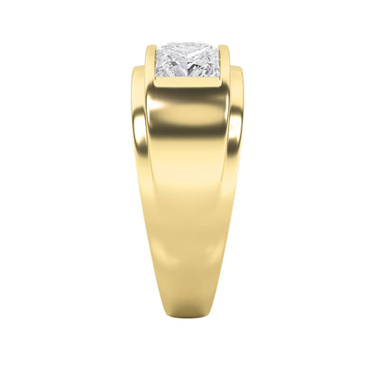 3CTW Princess Lab-Grown Diamond Three Stone Channel Set Men's Ring 3 Stones