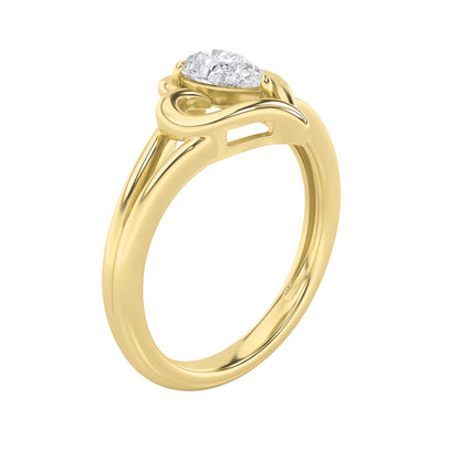 0.5CTW Pear Lab-Grown Diamond Prong Heart Ring 1 Stone