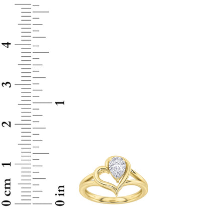 0.5CTW Pear Lab-Grown Diamond Prong Heart Ring 1 Stone