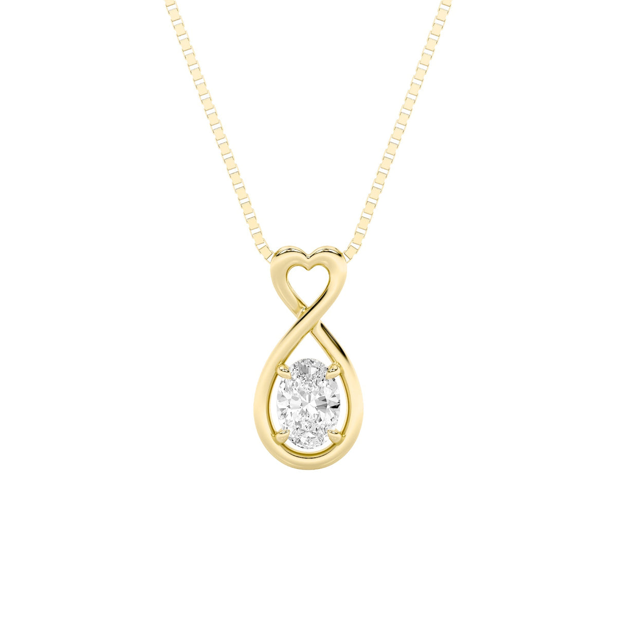 1CTW Oval Lab-Grown Diamond Prong Fancy Solitaire Pendant 1 Stone