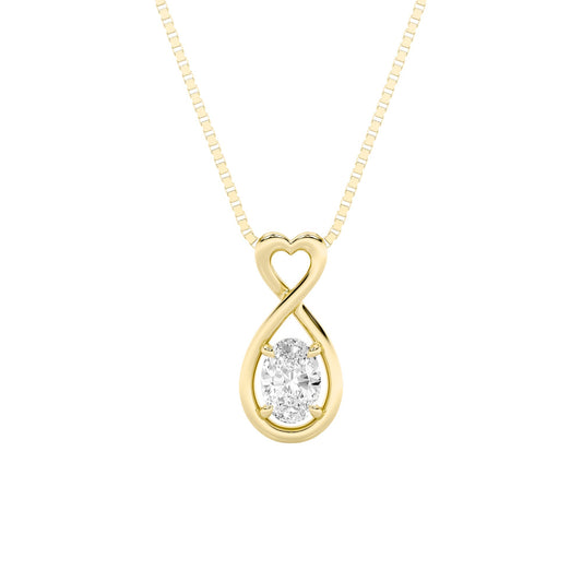 1CTW Oval Lab-Grown Diamond Prong Fancy Solitaire Pendant 1 Stone