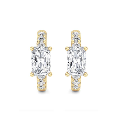 1.5CTW Radiant Lab-Grown Diamond Prong Solitare Accent Huggie Earrings 14 Stones