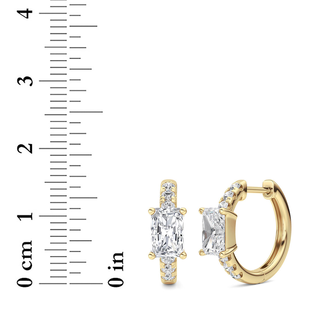 1.5CTW Radiant Lab-Grown Diamond Prong Solitare Accent Huggie Earrings 14 Stones