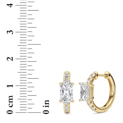 1.5CTW Radiant Lab-Grown Diamond Prong Solitare Accent Huggie Earrings 14 Stones