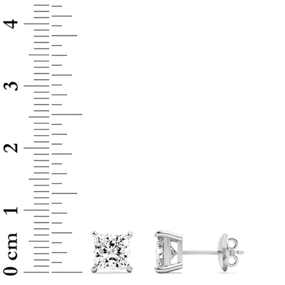 3CTW Princess Lab-Grown Diamond Prong Classic Basket Set Stud Earrings 2 Stones