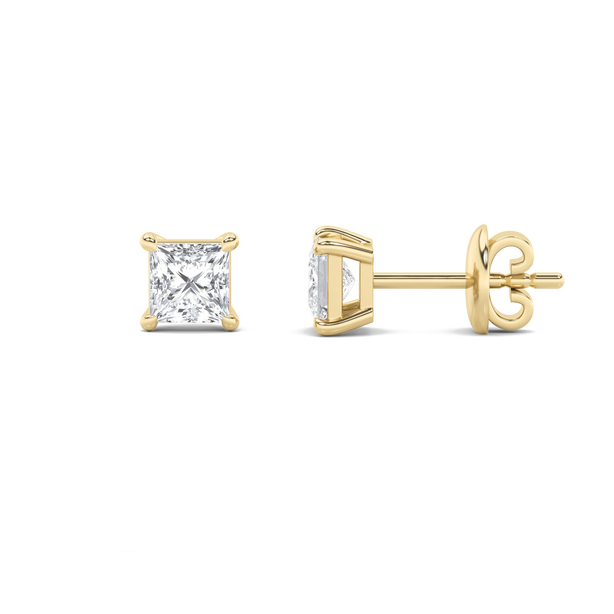 5CTW Princess Lab-Grown Diamond Prong Classic Basket Set Stud Earrings 2 Stones