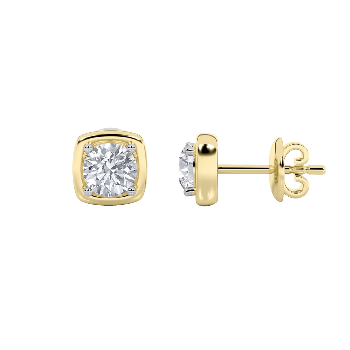2CTW Round Lab-Grown Diamond Prong Stud Earrings 2 Stones 8.7mm Length