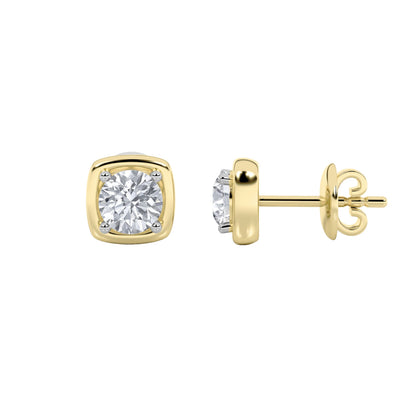 2CTW Round Lab-Grown Diamond Prong Stud Earrings 2 Stones 8.7mm Length