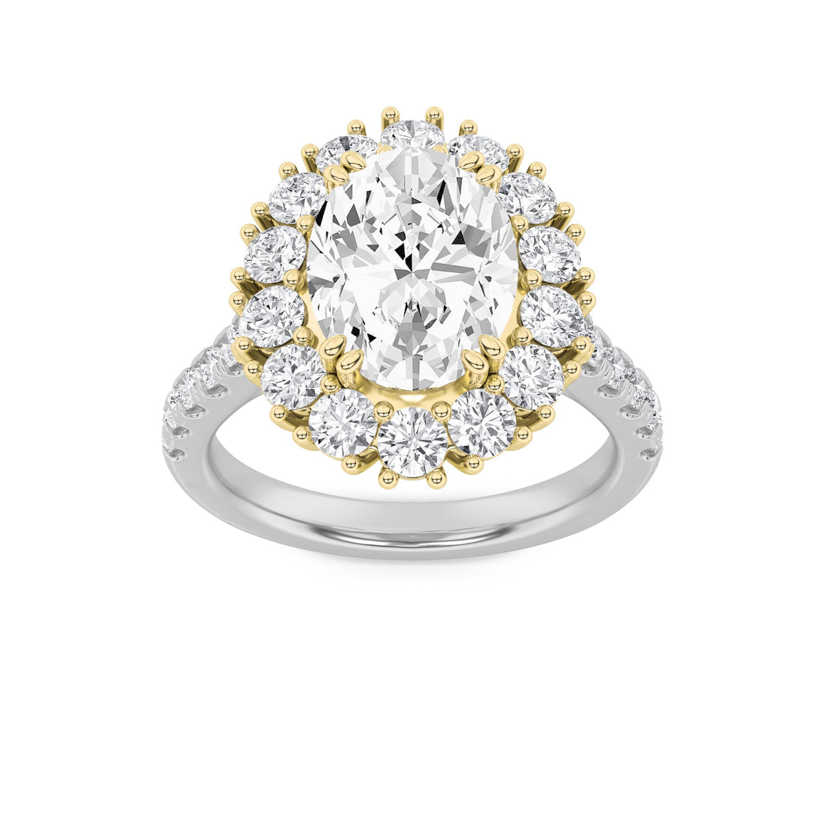 4CTW Oval Lab-Grown Diamond Prong Bold Classic Engagement Ring 27 Stones