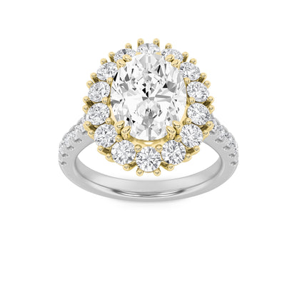 4CTW Oval Lab-Grown Diamond Prong Bold Classic Engagement Ring 27 Stones