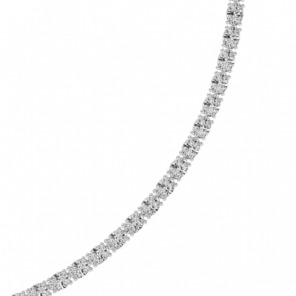 19CTW Oval Lab-Grown Diamond Tennis Necklace 95 Stones